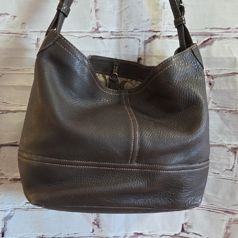 Vintage Coach 5715 Brown HOBO Shoulder Bag Genuine Pebbled Leather - Picture 5 of 12